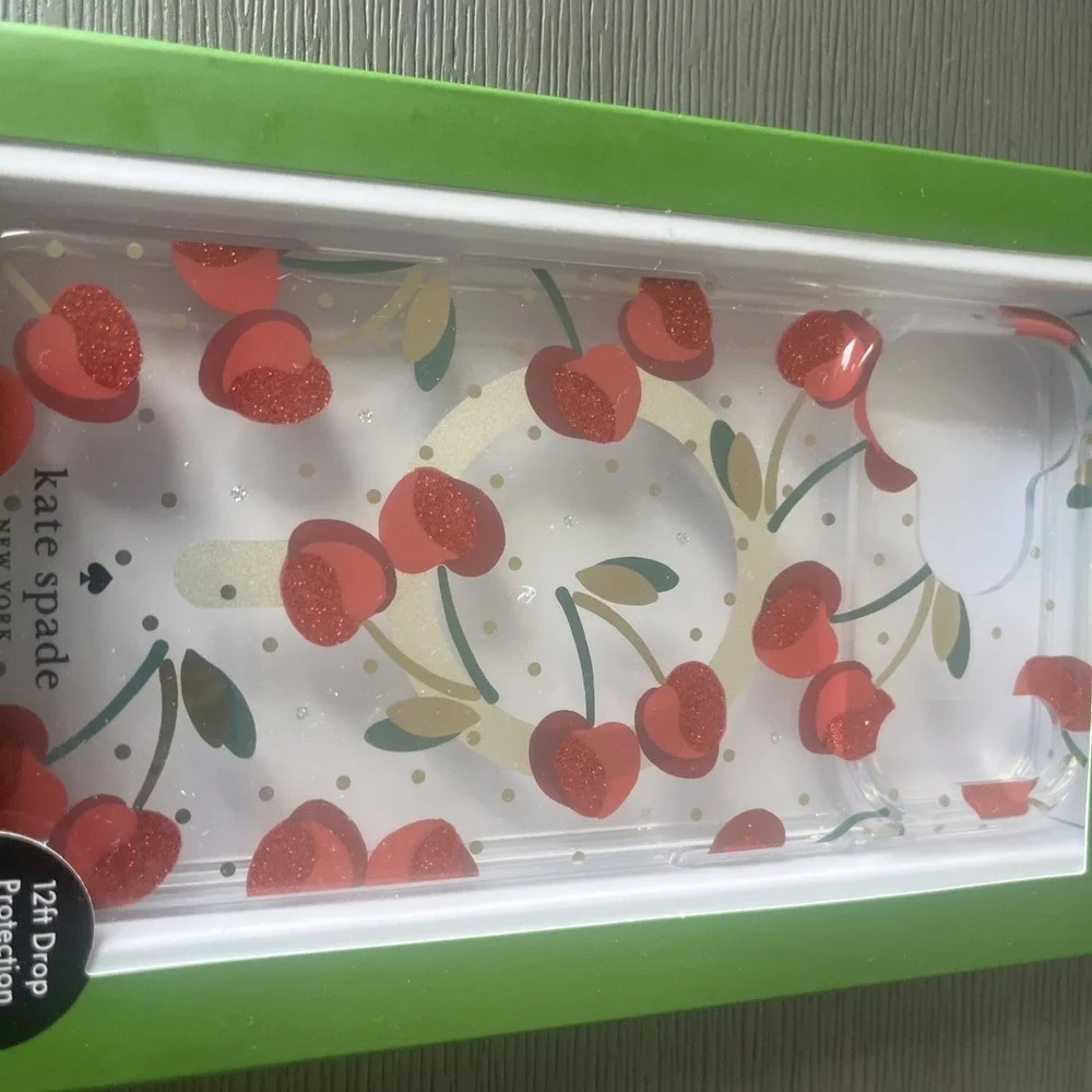 Kate Spade iPhone 17 Pro Max Protective Case MagSafe Cherry Red Gold Green NIB